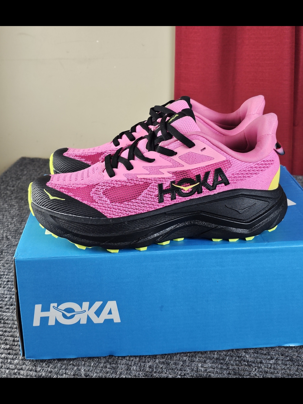 HOKA Womens Size 7D Challenger 8 Pink Trail Running Shoes